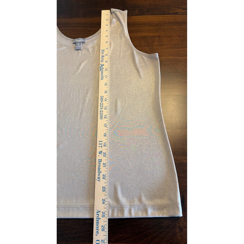 Chicos Travelers Metallic Champagne Gold Tank Top Sleeveless Scoop Neck Size 2 L - Picture 5 of 5